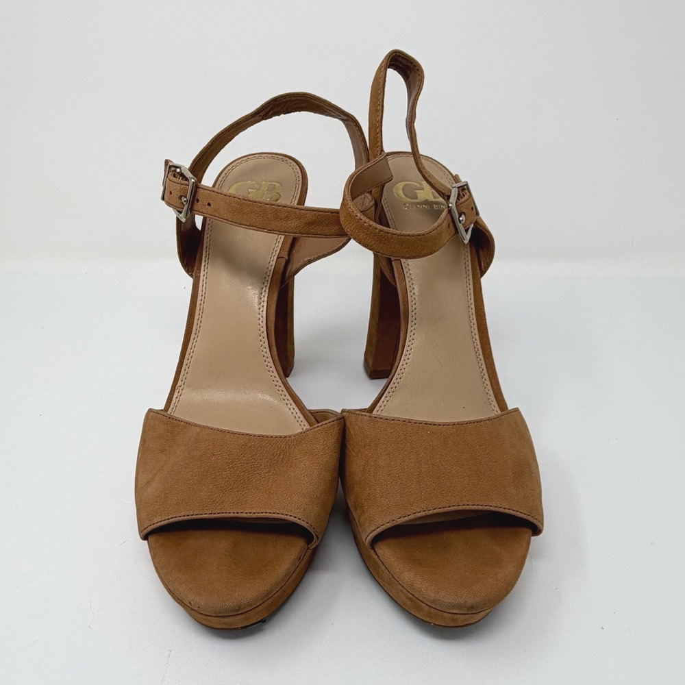 Gianni Bini Brown Suede Platform Block Heel Sandals Women's 9.5 M